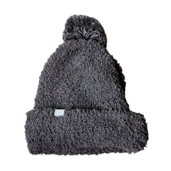 ZYIA Active Grey Double Lined Shaggy Beanie with PomPom - Picture 2 of 6